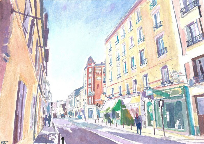 P.J.-T-rue-Pierre-Timbaud-aquarelle